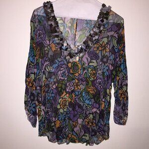 Silk stained glass sheer blouse
